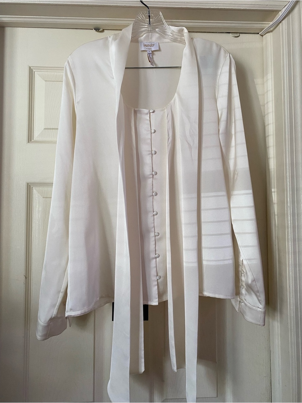 Laundry by Shelli Segal Ivory Tie-Neck Blouse - Picture 2 of 10